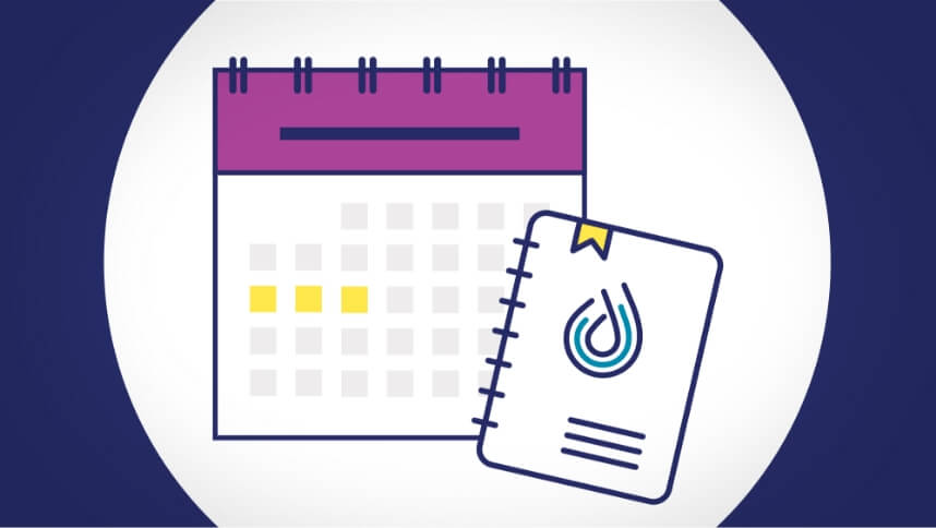 Illustration of a calendar and trial participant diary