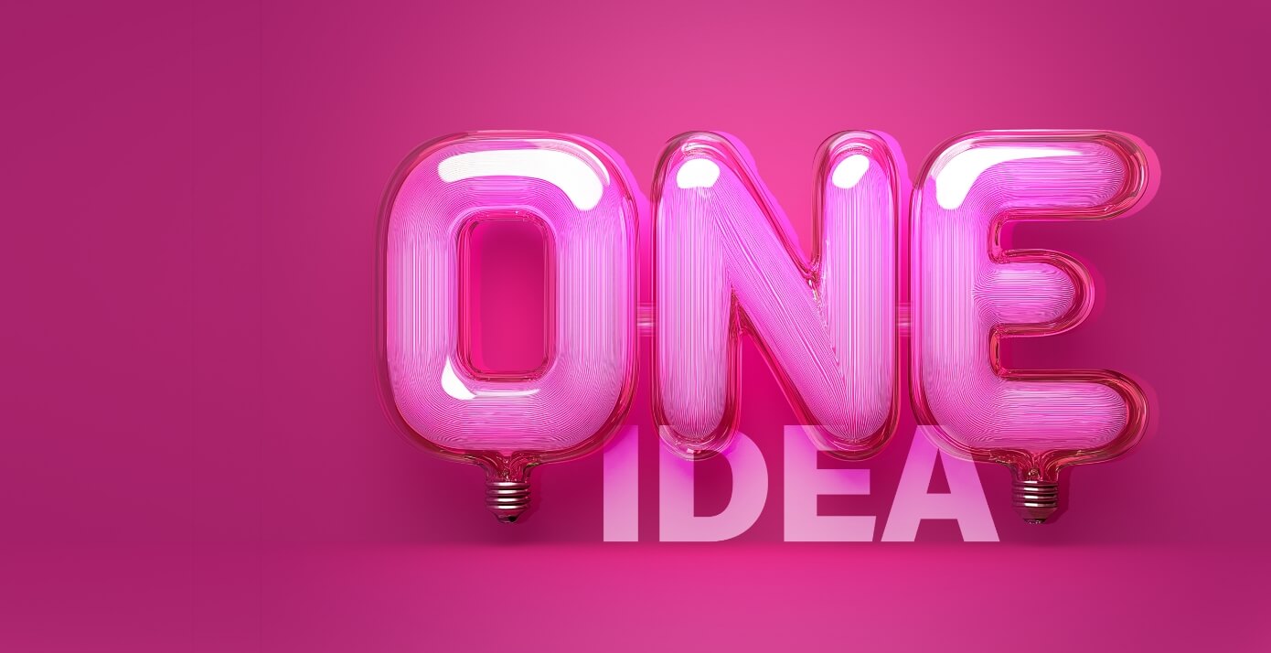 light bulbs in the form of the word "one" and the word "idea" below them