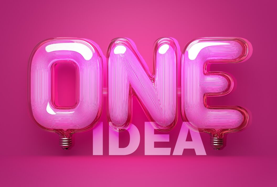 light bulbs in the form of the word "one" and the word "idea" below them
